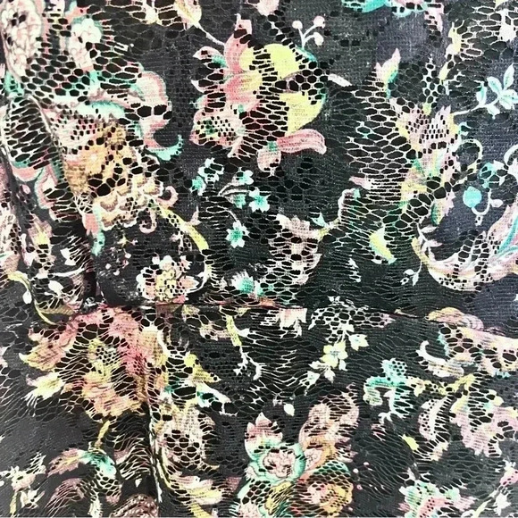 Zara Woman Black with MultiColor Flowers Lace Dress Size S Midi Length - Picture 5 of 5